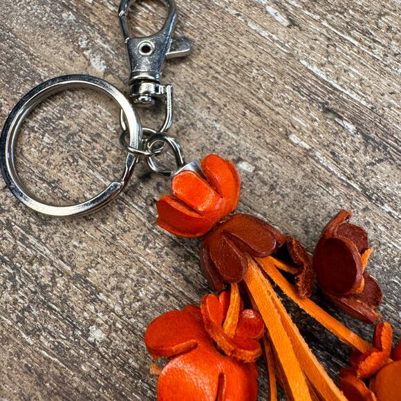 Leather Flower Purse Charm Genuine Leather Bag Charm NEW FAST SHIP - Picture 4 of 6